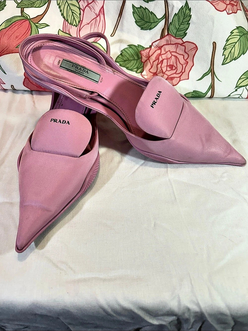 Prada Pink Pointed-Toe Slingback Heels US 7.5/37.5 Pre-Loved, Only Selling Shoe